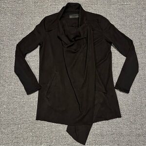Blank NYC Faux Suede Drape Flowy Moto Black Cardigan Jacket